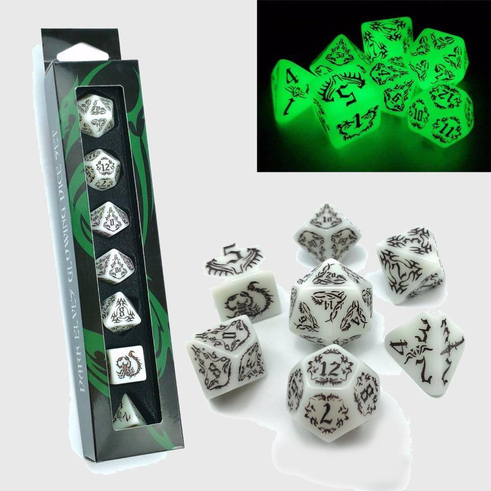 Dark Elves Glow In The Dark Polyhedral Dice Set
