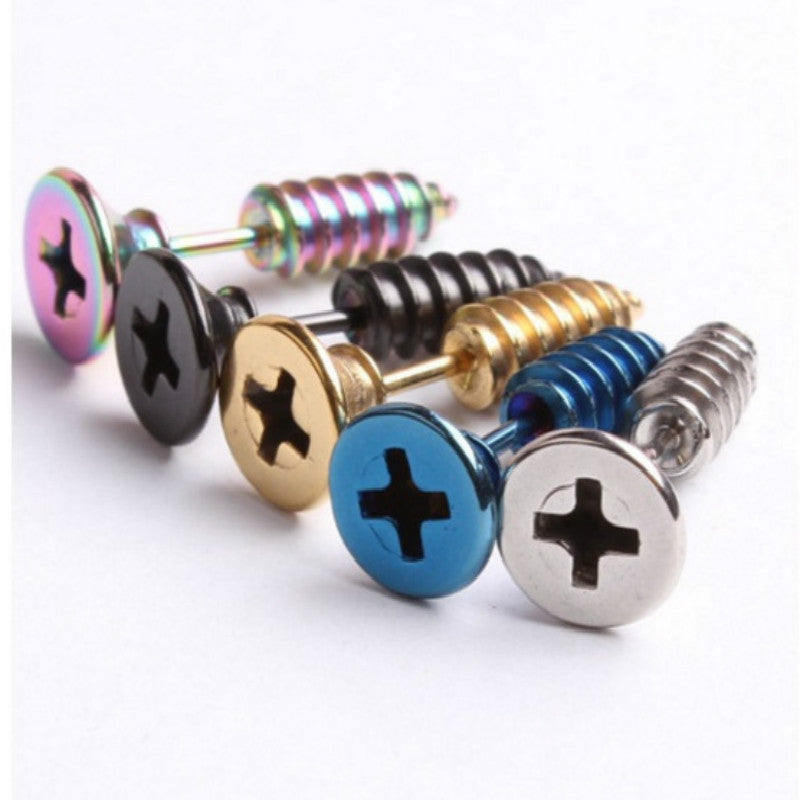 Steel Screw Stud Earrings