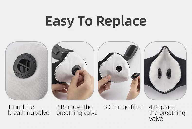 Strap Face Mask with Replaceable Activated Carbon Filters