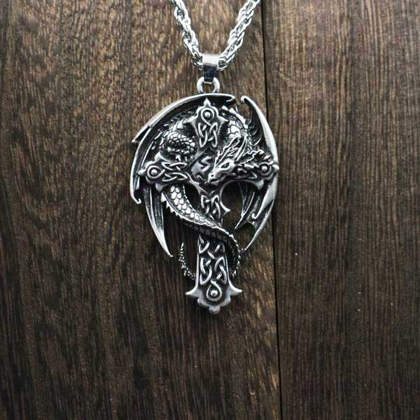 Winged Dragon Cross Necklace