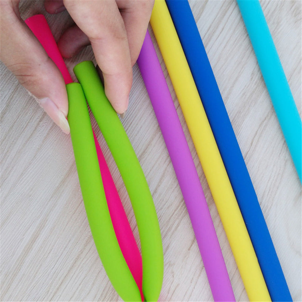 Awesome Reusable Rainbow Silicone Straws (Pack of 6 + Cleaning Brush)