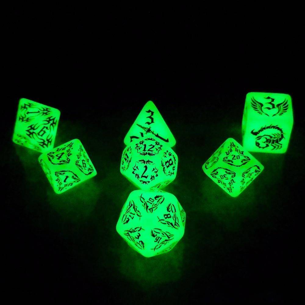 Dark Elves Glow In The Dark Polyhedral Dice Set