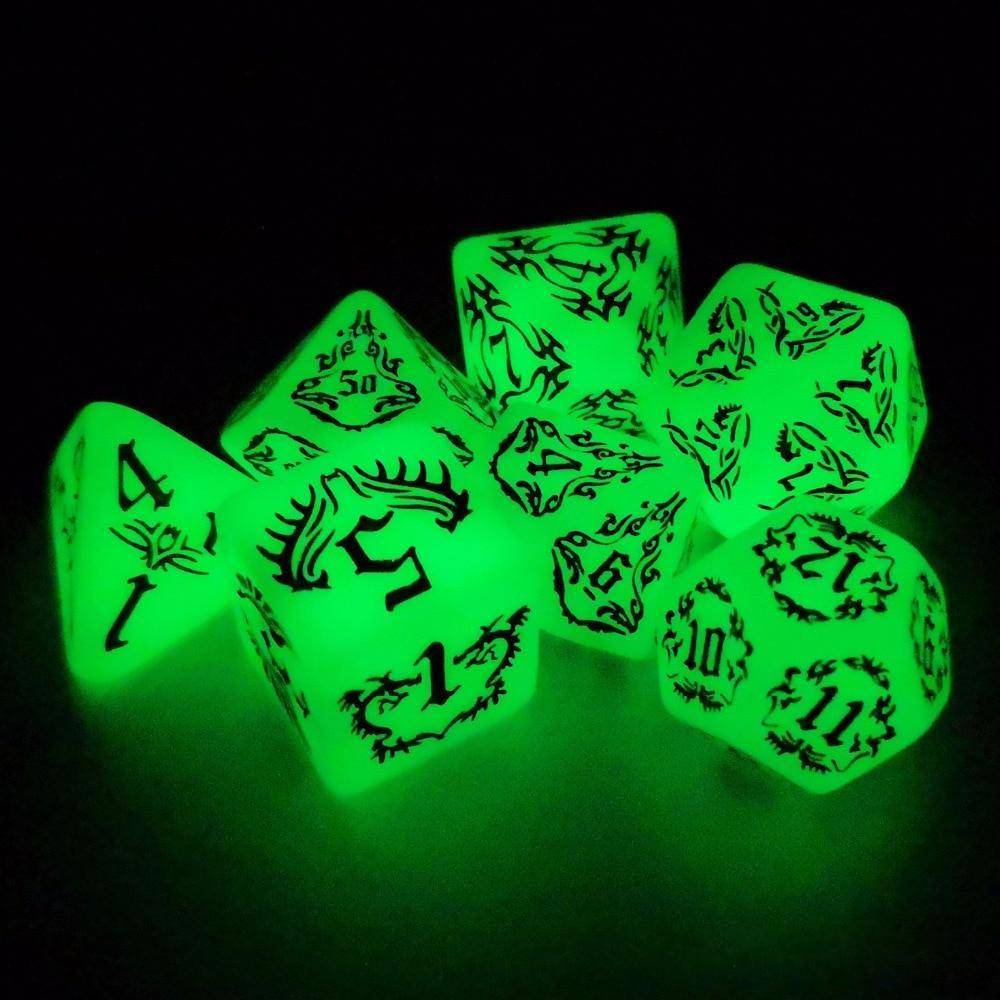 Dark Elves Glow In The Dark Polyhedral Dice Set