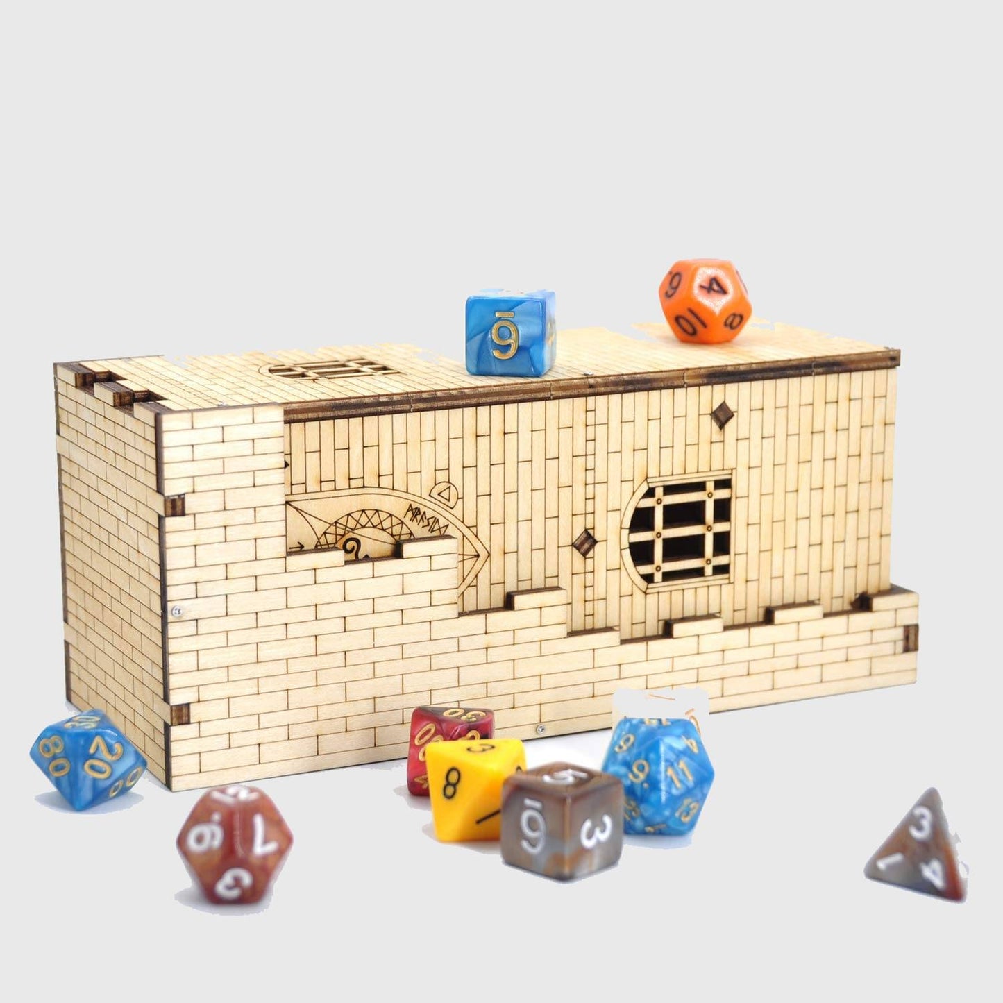 Wood Castle Dice Tower & Tray