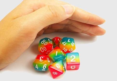 Glow In The Dark Rainbow Candy Polyhedral Dice Set