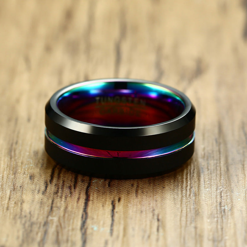 The Rainbow Line Tungsten Carbide Ring