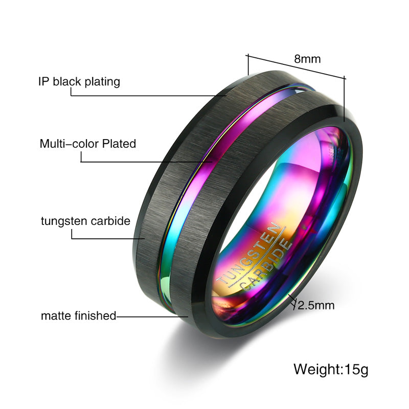 The Rainbow Line Tungsten Carbide Ring