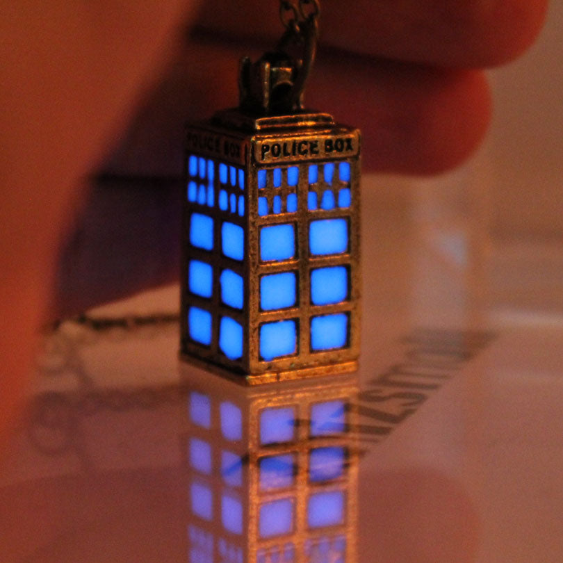Glow In The Dark Police Box Necklace