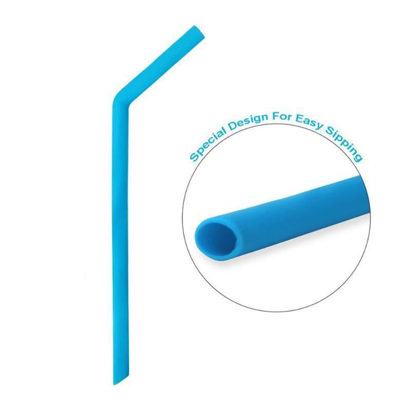 Awesome Reusable Rainbow Silicone Straws (Pack of 6 + Cleaning Brush)