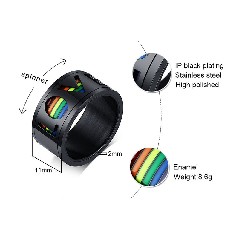 Rainbow LOVE Spinner Ring