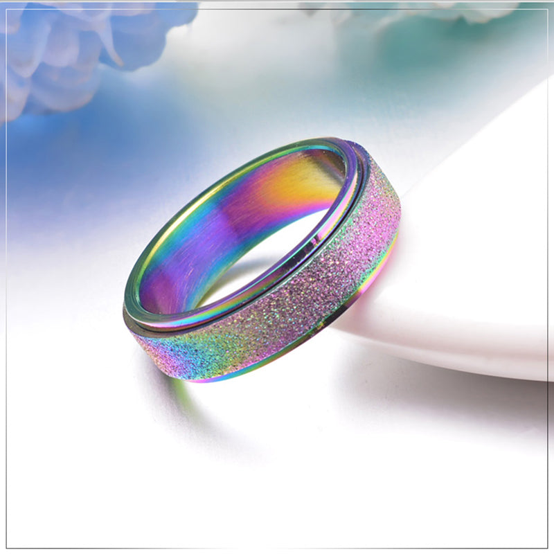 Frosted Rainbow Spinner Rings