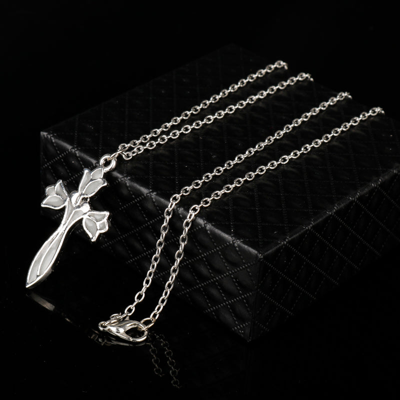 Rose Cross Glow In The Dark Necklace