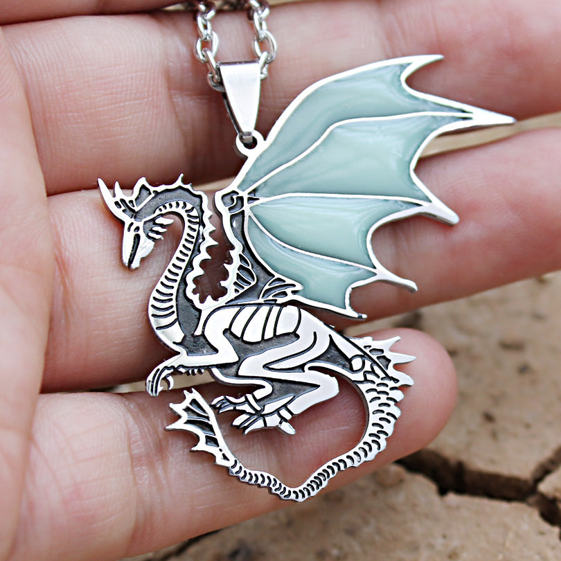 Glow In The Dark Mountain Dragon Necklace