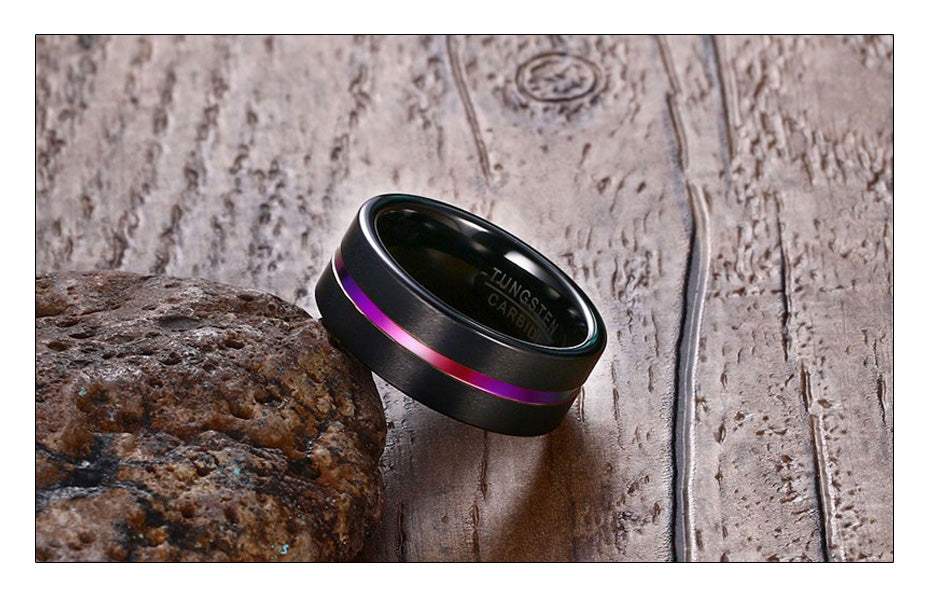 The Rainbow Line Tungsten Carbide Ring