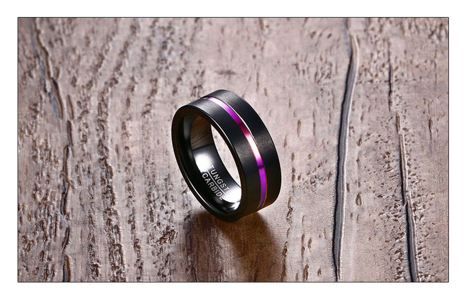 The Rainbow Line Tungsten Carbide Ring
