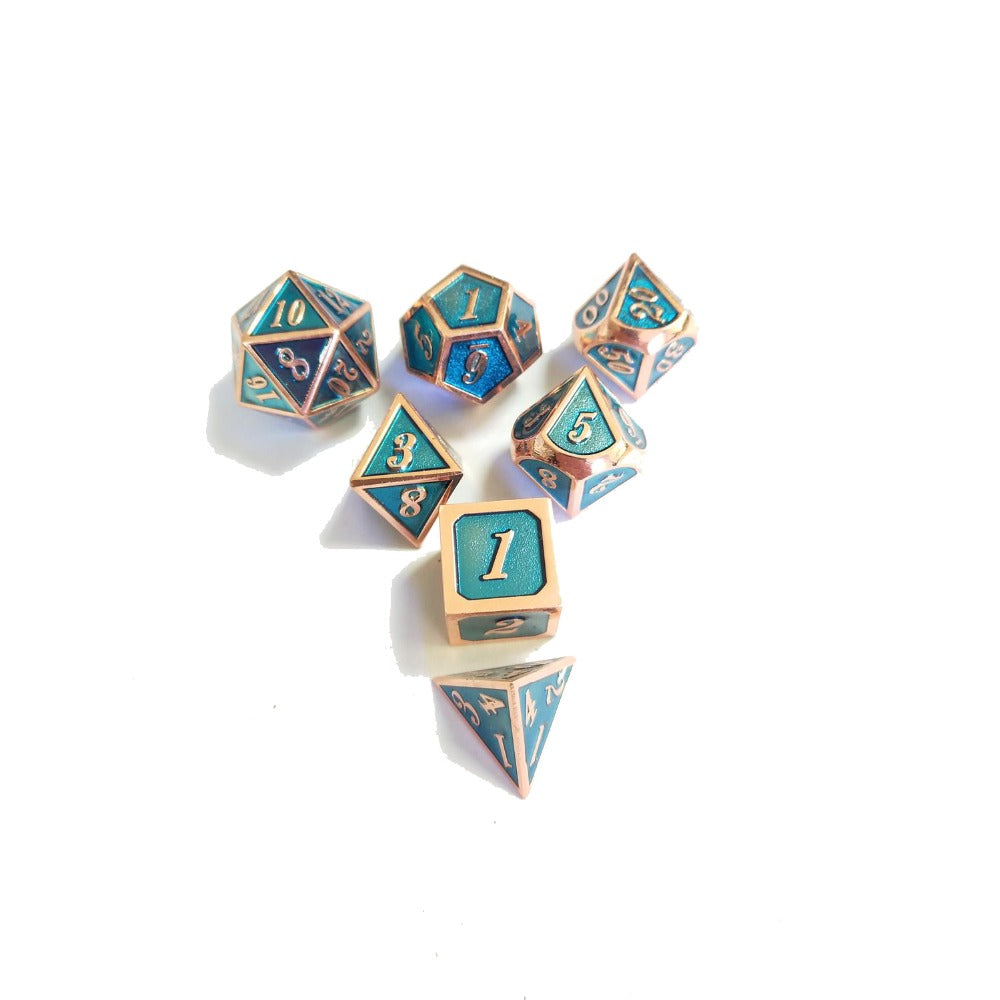 Glow in the Dark Metal Polyhedral Dice Set