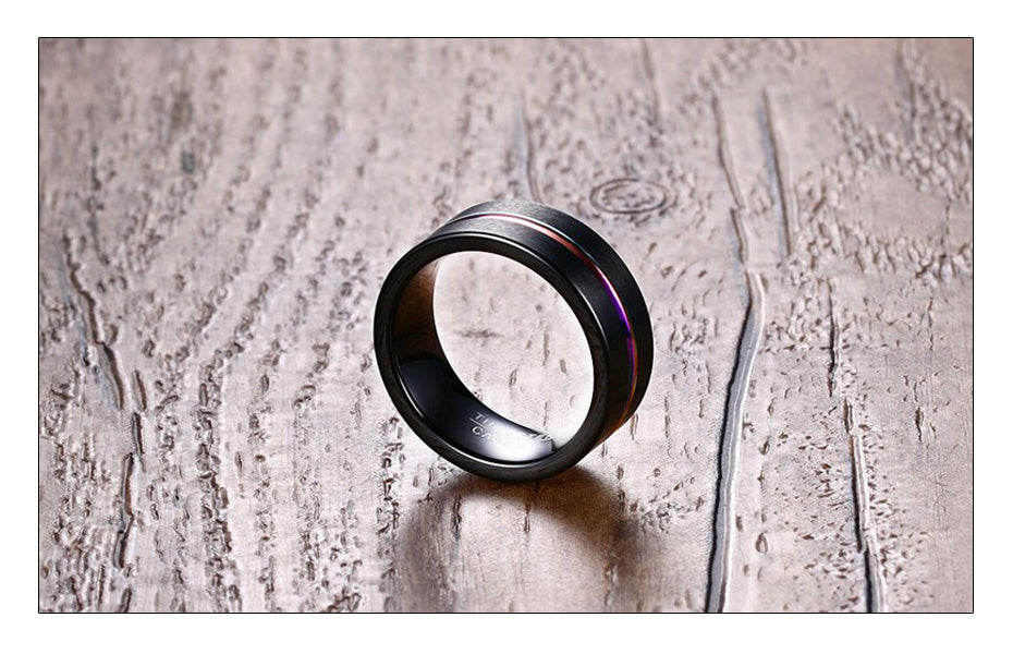 The Rainbow Line Tungsten Carbide Ring