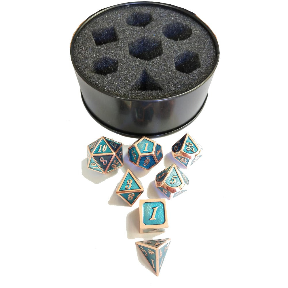 Glow in the Dark Metal Polyhedral Dice Set