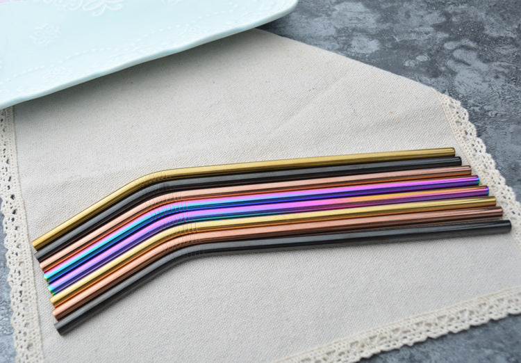 Awesome Reusable Rainbow Stainless Steel Straws (Pack of 4 + Cleaning Brush)
