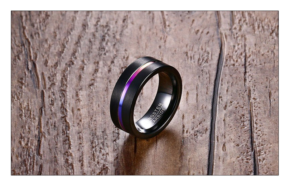The Rainbow Line Tungsten Carbide Ring