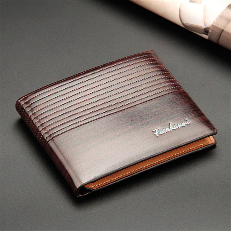 Rich Wood Grain Leather Wallet