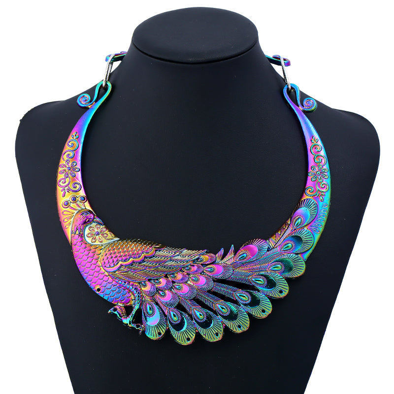 Rainbow Peacock Necklace