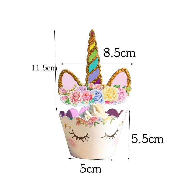 Unicorn Themed Cupcake wrapper and topper (Set of 12)