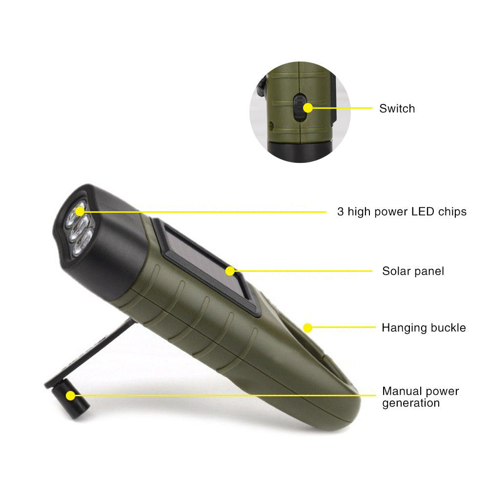 Mechanically Powered Emergency Solar Flashlight