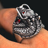 S925 Sterling Silver & Garnet Guardian Dragon Ring