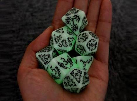 Dark Elves Glow In The Dark Polyhedral Dice Set