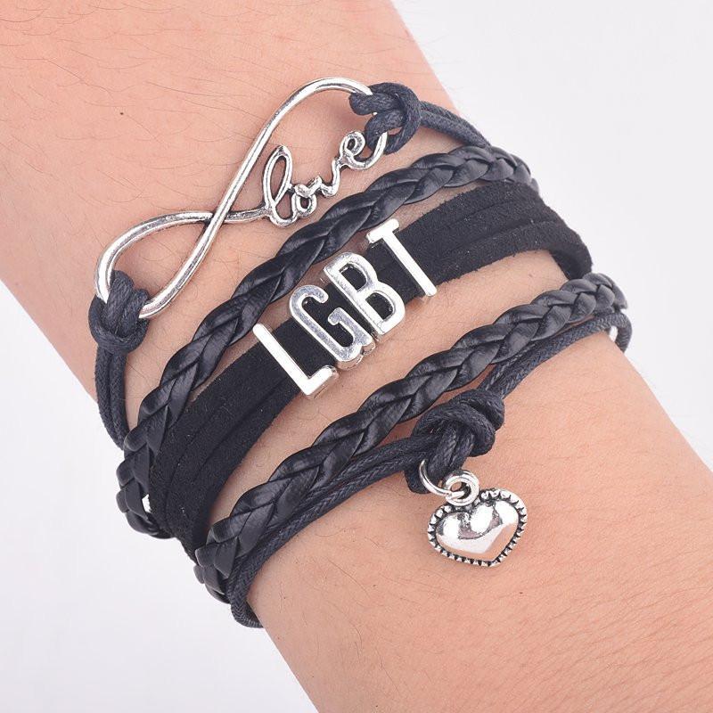 Fanduco Bracelets Black LGBT Infinity Pride Bracelet