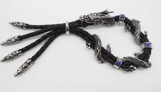 Fanduco Bracelets Black w/ Blue crystal Coiling Dragon Bracelet