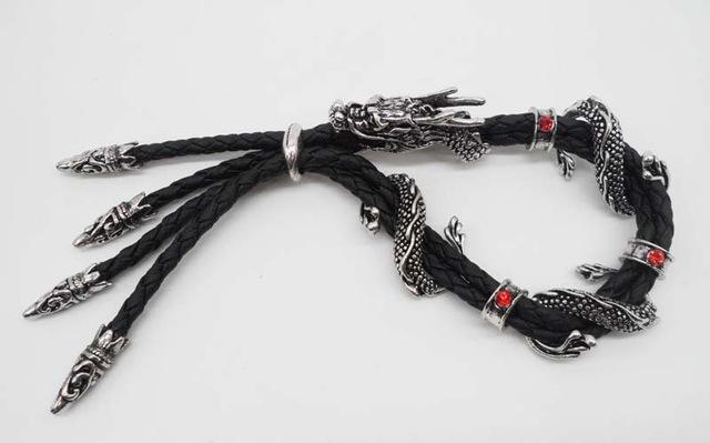 Fanduco Bracelets Black w/ Red crystal Coiling Dragon Bracelet