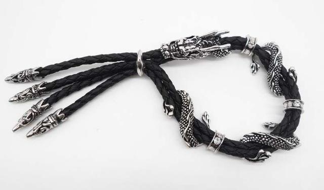 Fanduco Bracelets Black w/ White crystal Coiling Dragon Bracelet