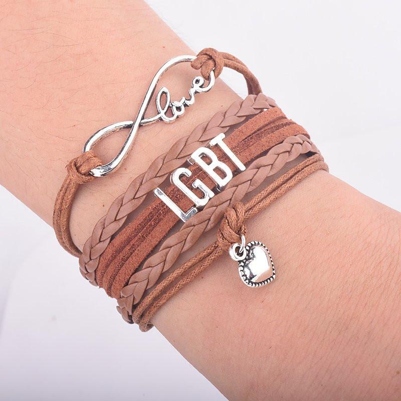 Fanduco Bracelets Brown LGBT Infinity Pride Bracelet