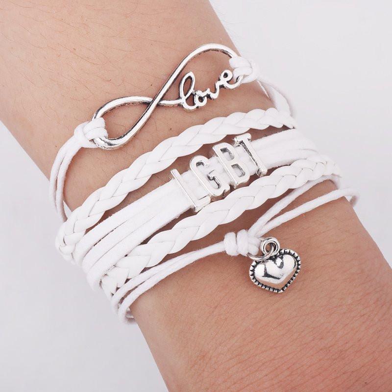 Fanduco Bracelets White LGBT Infinity Pride Bracelet