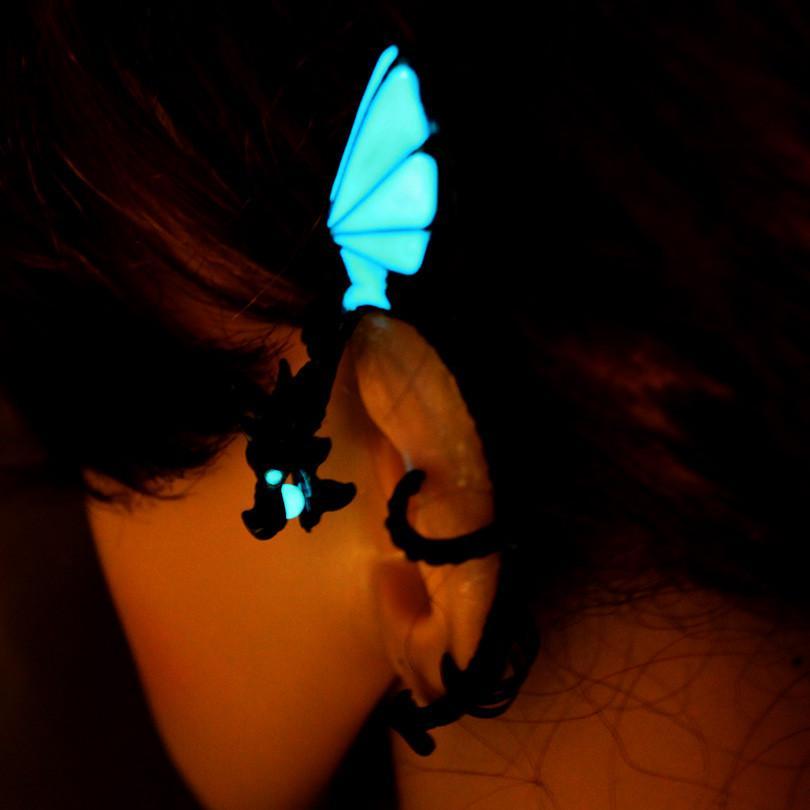Fanduco Earrings The Whispering Dragon Glow In The Dark Handcrafted Ear Cuff