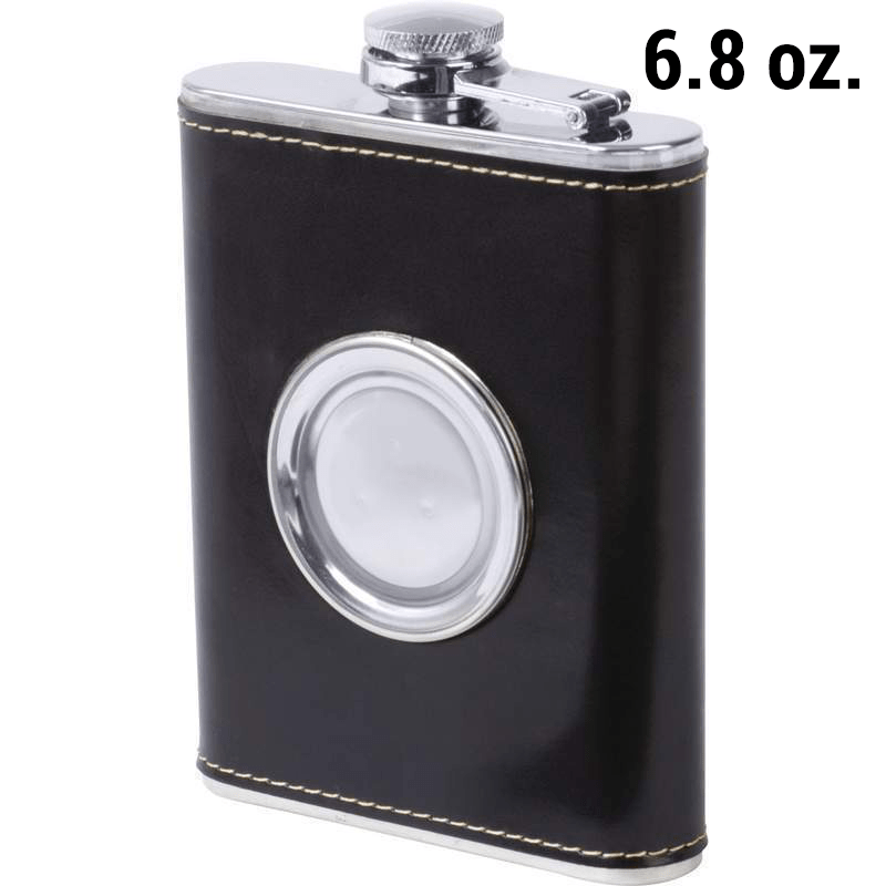 Fanduco Hip Flasks 6.8oz Black Travel Hip Flask With Built-in Collapsible Stainless Steel Shot Glass