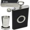 Fanduco Hip Flasks 8oz Black Travel Hip Flask With Built-in Collapsible Stainless Steel Shot Glass