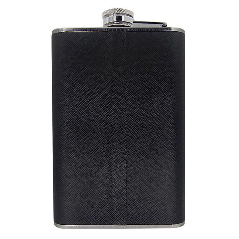 Fanduco Hip Flasks Black Travel Hip Flask With Built-in Collapsible Stainless Steel Shot Glass