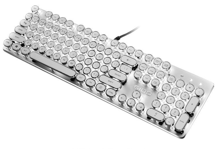 Fanduco Keyboards White / Black Switch Custom Typewriter Mechanical Keyboard for Gaming