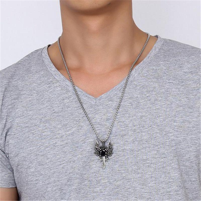 Fanduco Necklaces Twin Dragons Sword Necklace