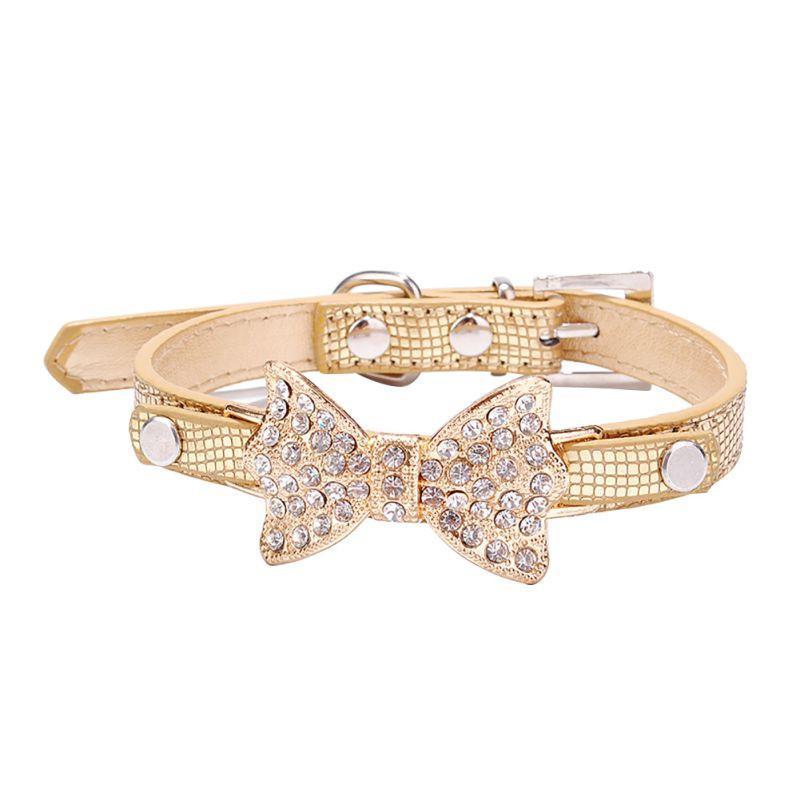 Fanduco Pet Collars Gold / M Crystal Bow Tie Pet Collar