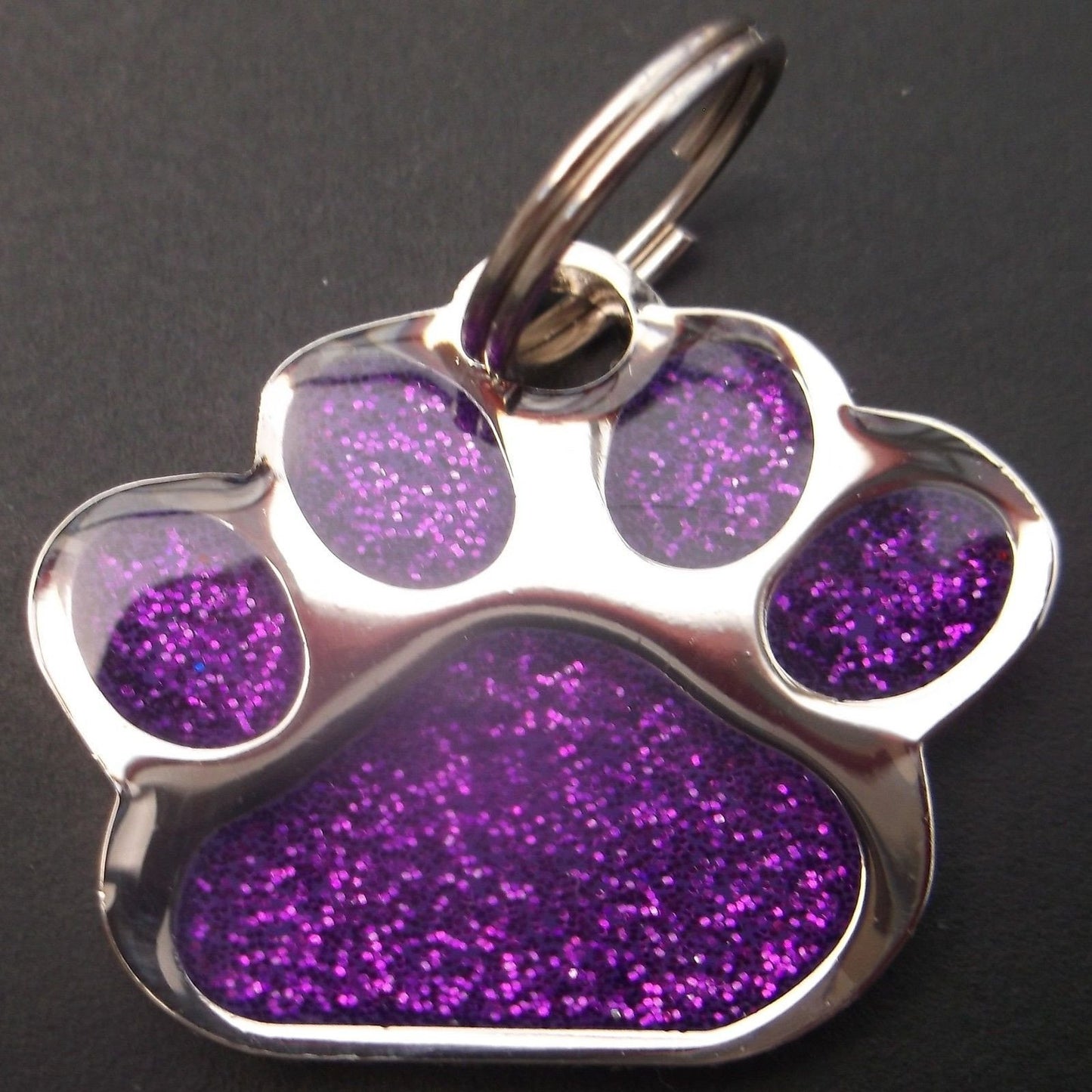 Fanduco Pet Tags Purple / S (27mm) Glitter Paw Print Pet ID Tags