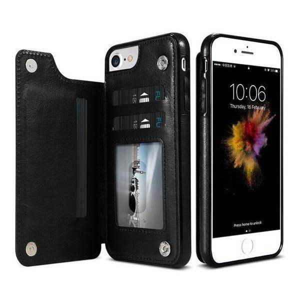 Fanduco Phone Cases Black / iPhone 6 6S Luxury Leather iPhone Cardholder Wallet Case