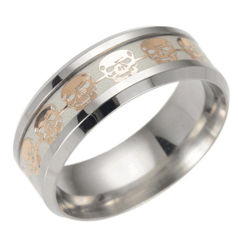 Fanduco Rings 6 / Gold Glow In The Dark Skull Ring