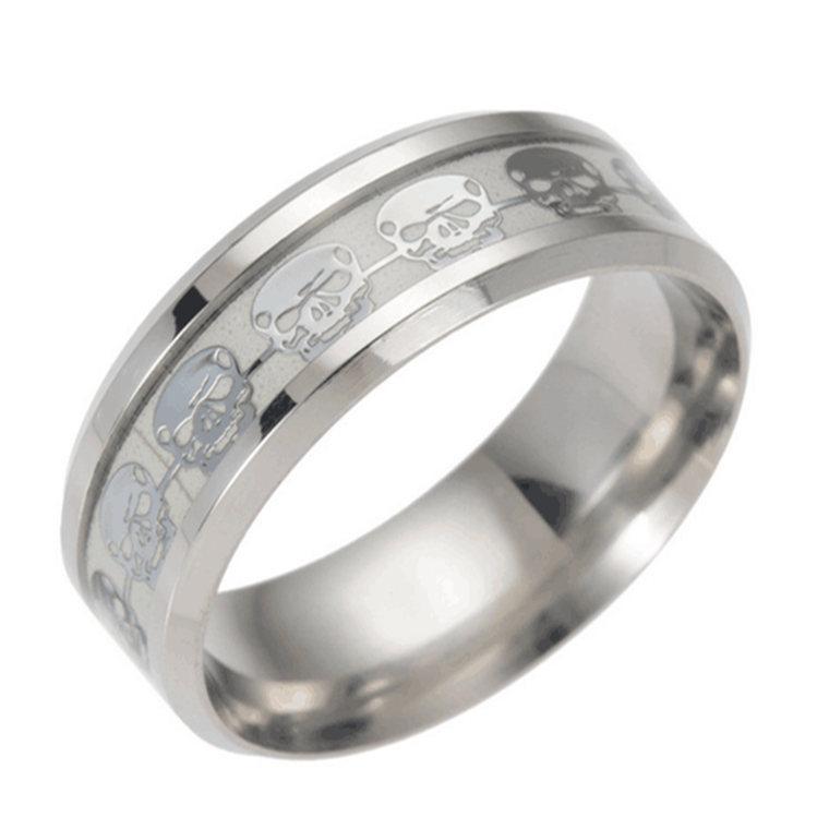 Fanduco Rings 6 / Silver Glow In The Dark Skull Ring