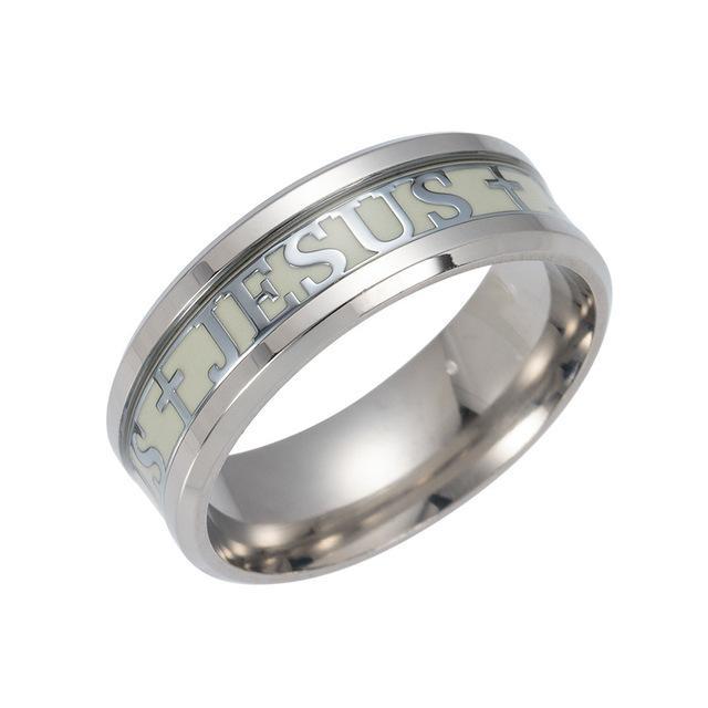 Fanduco Rings 6 / Silver Jesus Glow In The Dark Ring