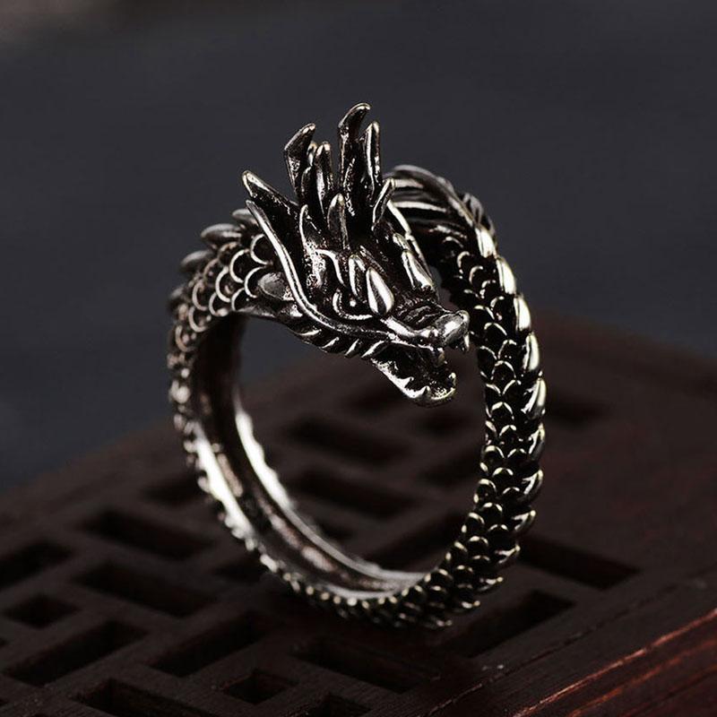 Fanduco Rings Adjustable Coiled Dragon Ring