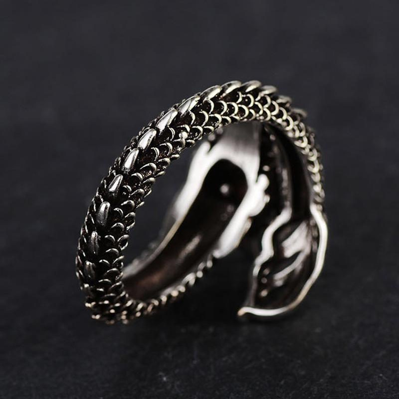Fanduco Rings Adjustable Coiled Dragon Ring